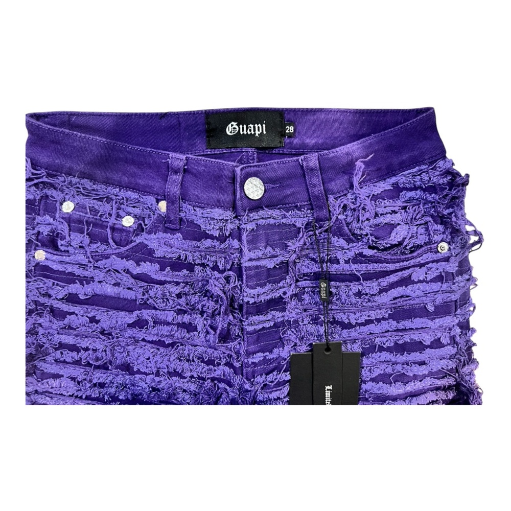 Guapi Jeans Mens 28 Purple Distressed Shredded Flare Pants
Brand New with Tags - Picture 12 of 13